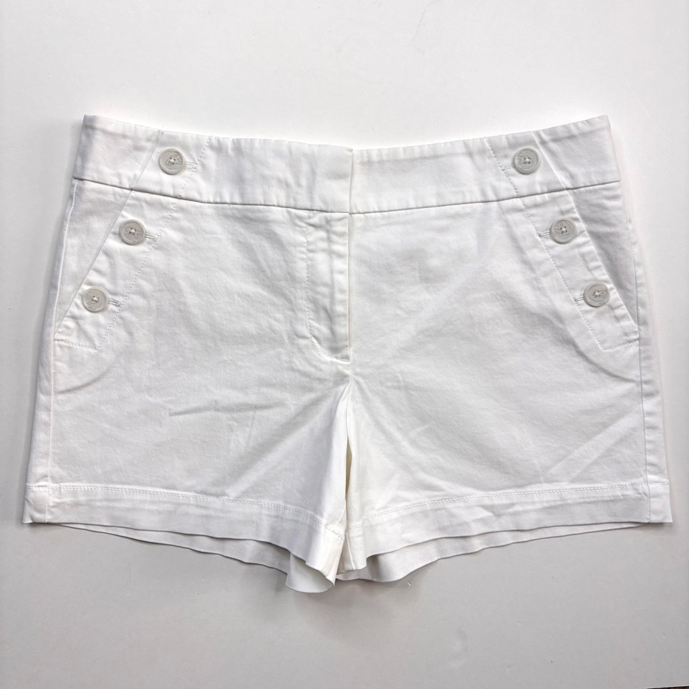 LOFT Riviera White Button Sailor Coastal Shorts NEW NWT 4” Inseam Nautical Sz 6